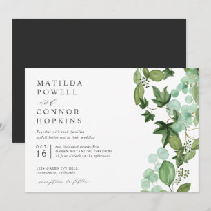 Invitation Hedera Moderne Mariage Botanique de Jardin Gris