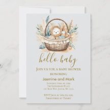 Hello Baby Boho Neutral Bear Basket