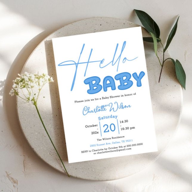 Invitation Hello Baby Elegant Baby shower (Créateur téléchargé)