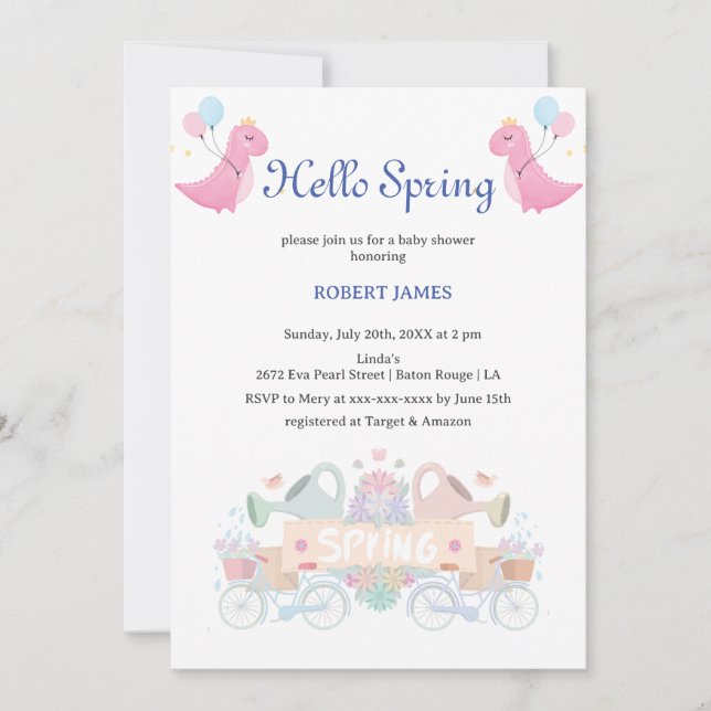 Invitation Hello Spring Light Color Baby Baby shower pour béb (Devant)