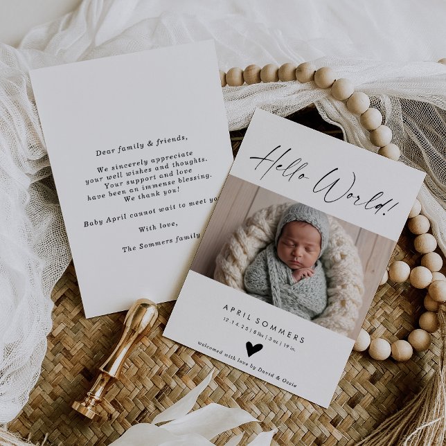Invitation Hello World Photo Baby Birth Announcement Card (Créateur téléchargé)