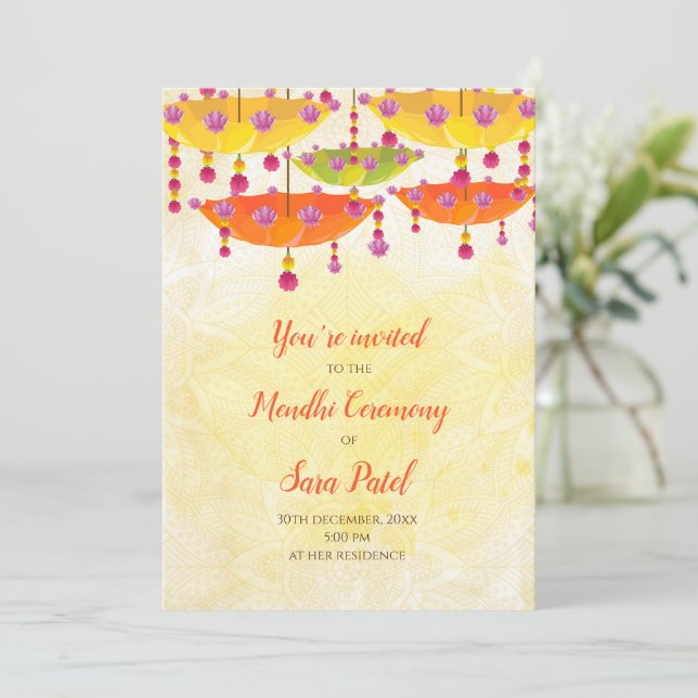 Invitation henné et invitations Mendhi fête henné (Debout devant)