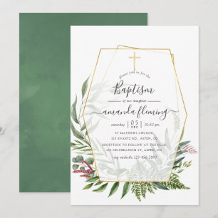 Invitation Herbarium de la forêt Baptême géométrique