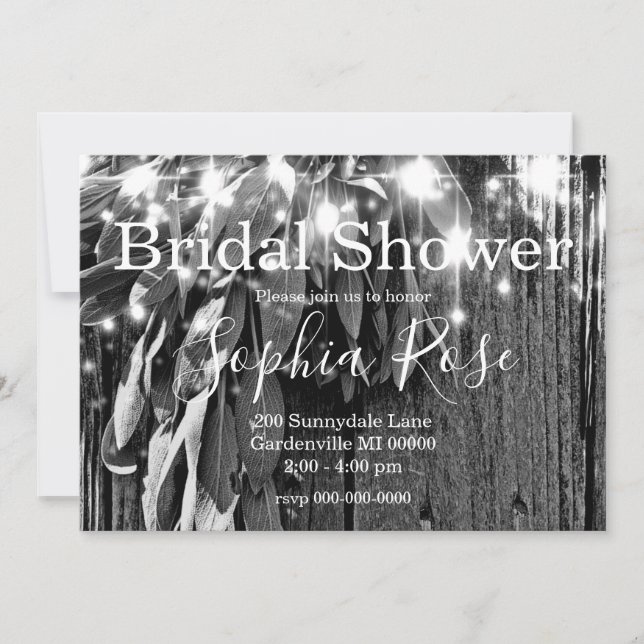 Invitation Herbe botanique Boho feuille rustique Bois-grange (Devant)