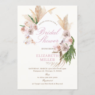 Invitation Herbe de Pampas Blush Floral Bohème