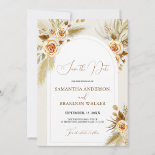 Invitation Herbe des Pampas aquarelle boho Save the Date