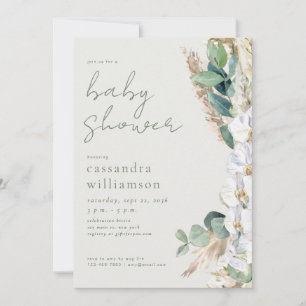Invitation Herbe des Pampas de Sauge Rustique Baby Shower Flo