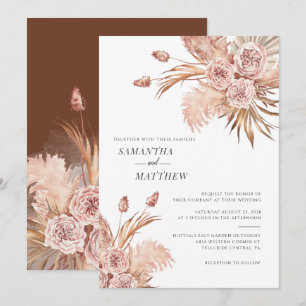 Invitation Herbe des Pampas Moderne Aquarelle Botanique