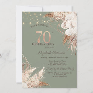Invitation Herbe des Pampas Vert Sauge 70e Anniversaire