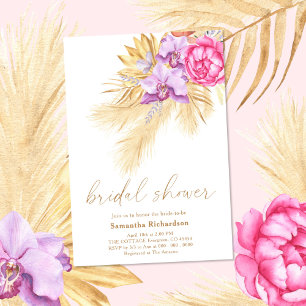 Invitation Herbe Séchée des Pampas Bohème Rose Enterrement de