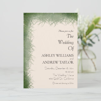 Invitation Herbe verte classique Motif Beige Elégant Mariage
