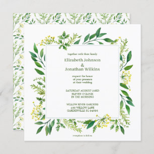 Invitation Herbes botaniques du printemps vert