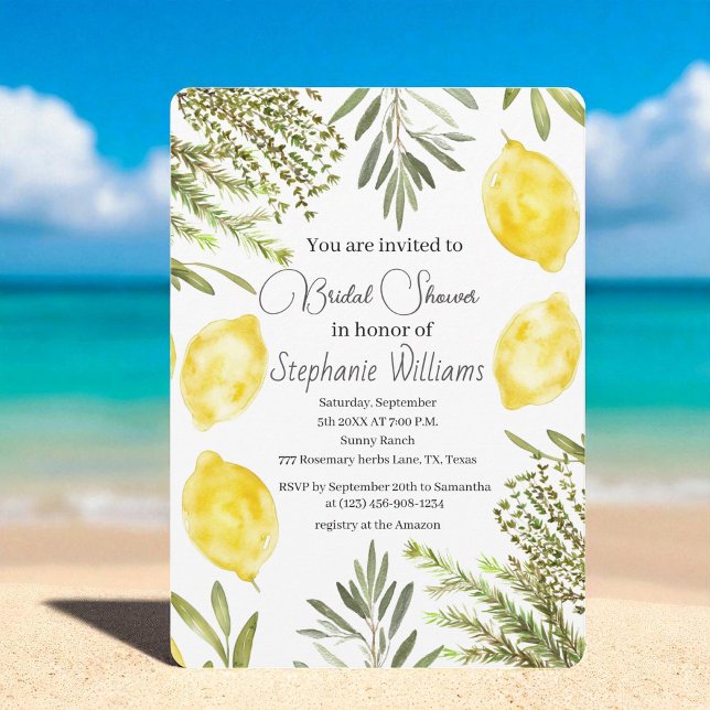 Invitation Herbes botaniques Fête des mariées d'aquarelle cit (Créateur téléchargé)