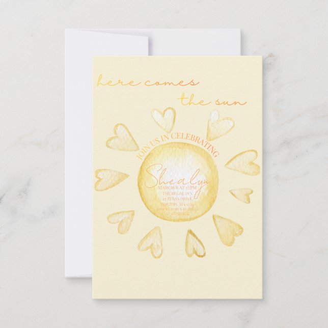 Invitation Here Comes The Sun Baby Shower Invite  (Devant)