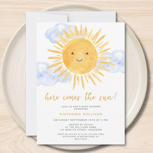 Invitation Here Comes The Sun Boy's Baby Shower (Créateur téléchargé)