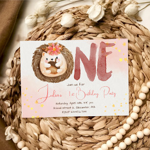 Invitation Hérisson aquarelle premier anniversaire
