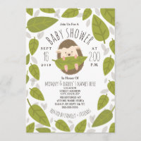 Hérisson en chute Baby shower Feuille de bois