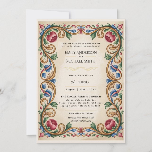 Invitation Heritage | Renaissance Vintage Floral Wedding (Devant)