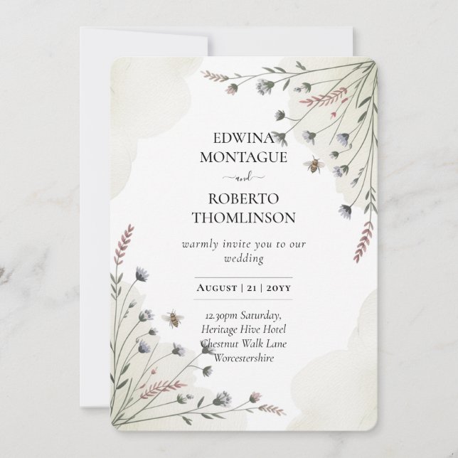 Invitation Heritage Wildflower Meadow Wedding (Devant)