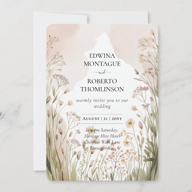 Invitation Heritage Wildflower Meadow Wedding (Devant)