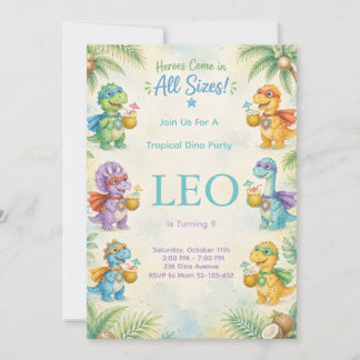 Invitation Heroes Come in All Sizes Dinosaur Birthday