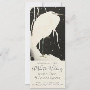 Invitation Héron Blanc Dans Mariage D'Hiver De Neige