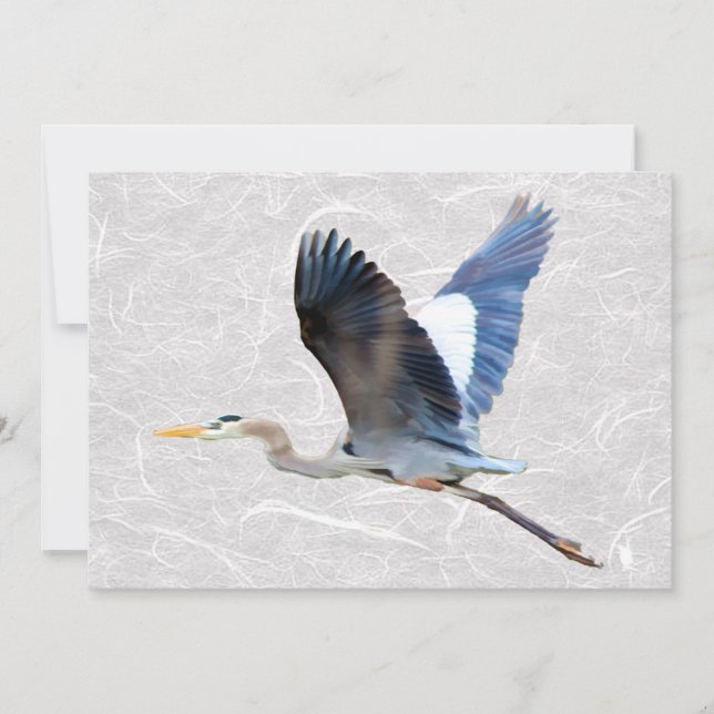 Invitation Héron bleu flottant d'aquarelle (Devant)
