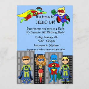 Invitation Héros de super héros vers le haut d'invitation