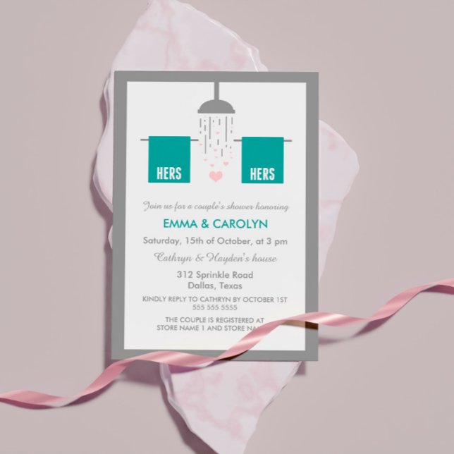 Invitation Hers et Hers | Douche de Lesbian Couple (Créateur téléchargé)