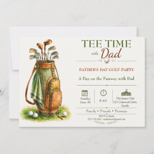 Invitation Heure de départ avec Papa Fête des Pères Golf Part