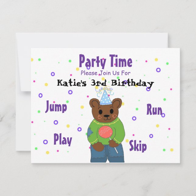 Invitation Heure de la fête nounours (Devant)