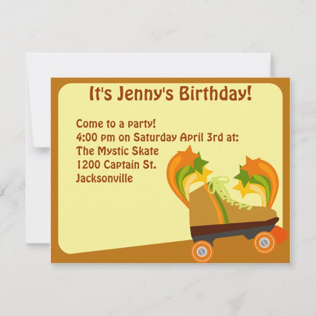 Invitation Heure de la partie de patinage à rouleaux (Devant)