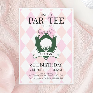 Invitation Heure de Par-Tee Pink Golf 8e fête d'anniversaire