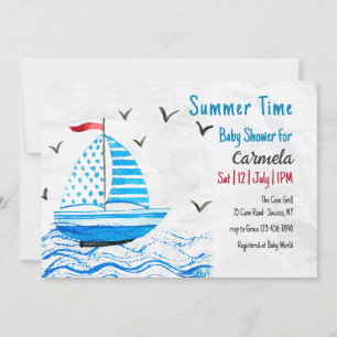 Invitation Heure d'été Baby shower de bateau à voile Invitati