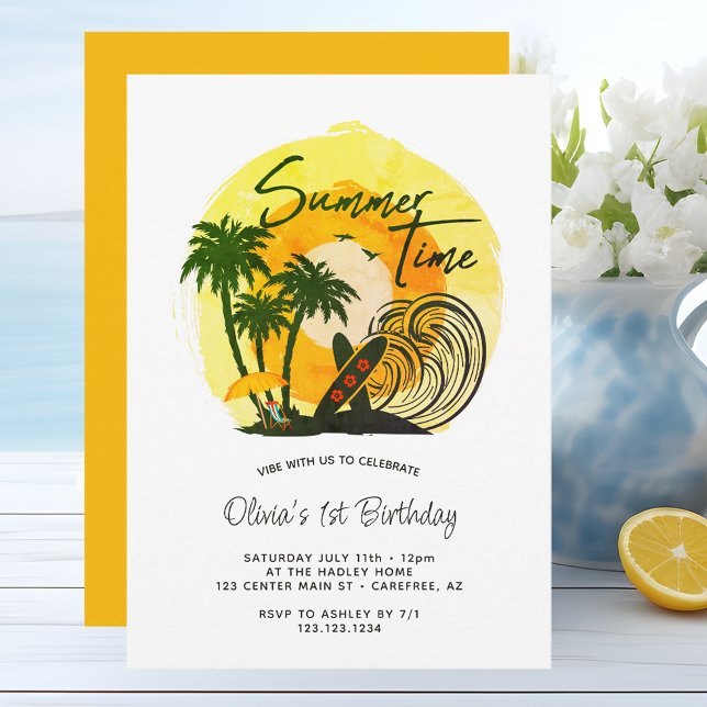 Invitation Heure d'été Vibes 1er anniversaire (Créateur téléchargé)