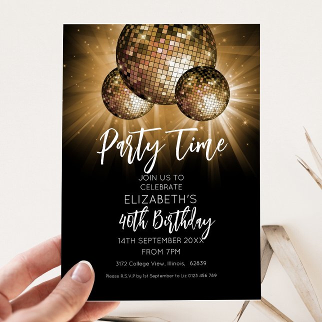 Invitation Heure du bal de parties scintillant (Créateur téléchargé)