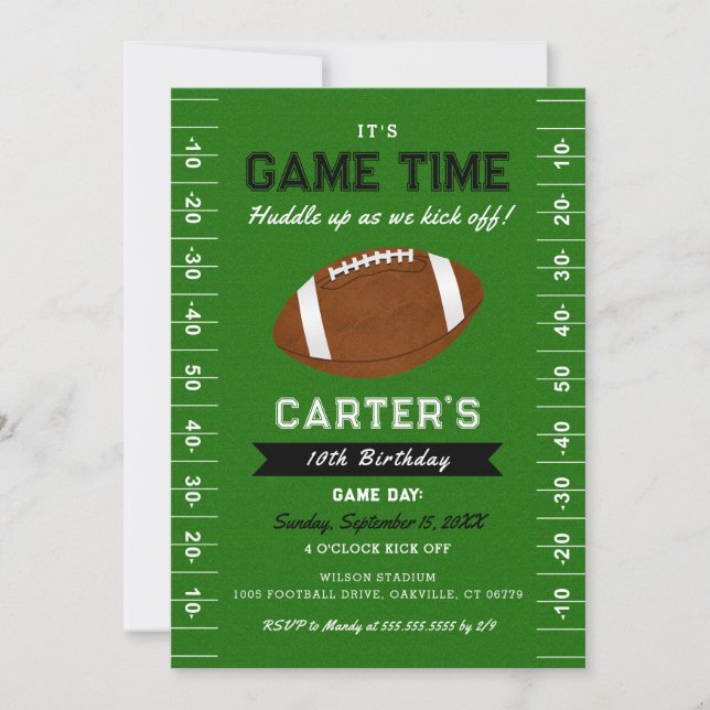 Invitation Heure du match de football | Football garçon Anniv (Devant)