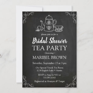 Invitation Heure du thé de la Fête des mariées de tableau noi