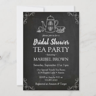 Invitation Heure du thé de la Fête des mariées de tableau noi
