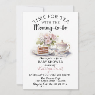 Invitation Heure Du Thé Floral Baby shower