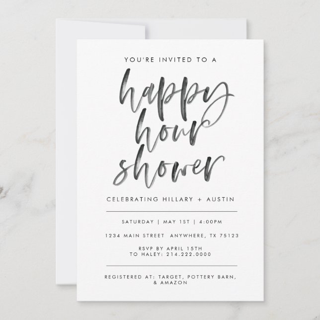 INVITATION HEUREUSE HEURE DE FÊTE DES MARIÉES (Devant)