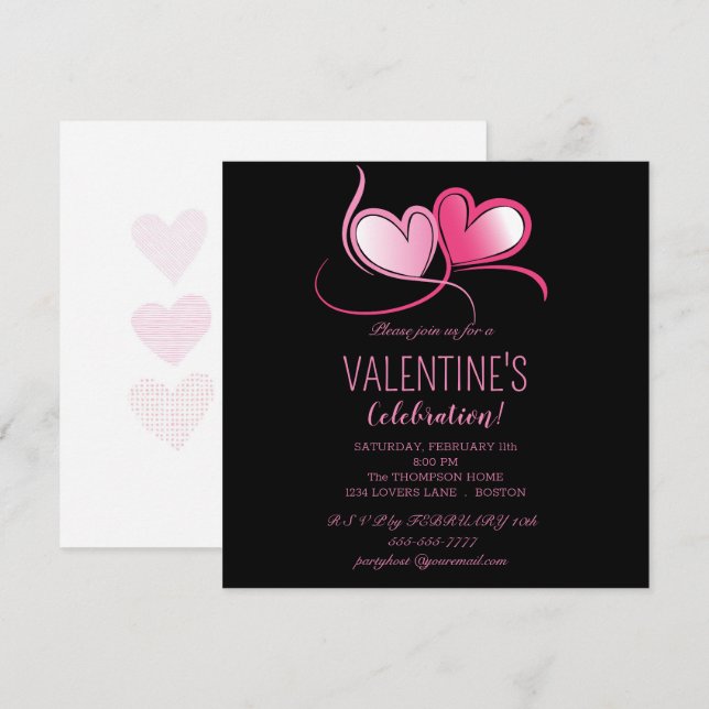 Invitation Heureuse Sainte-Valentin, coeur rose doux, Invitat (Devant / Derrière)