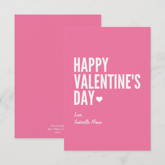Invitation Heureuse Sainte-Valentin | Rose (Devant / Derrière)