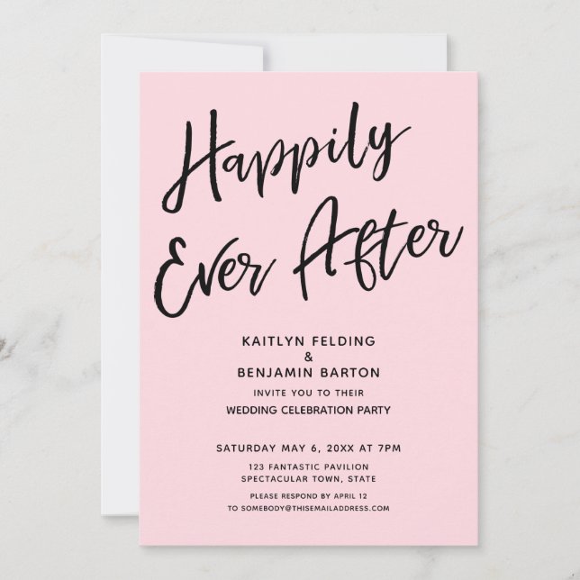 Invitation Heureusement Jamais Après Décontracté Mariage Fête (Devant)