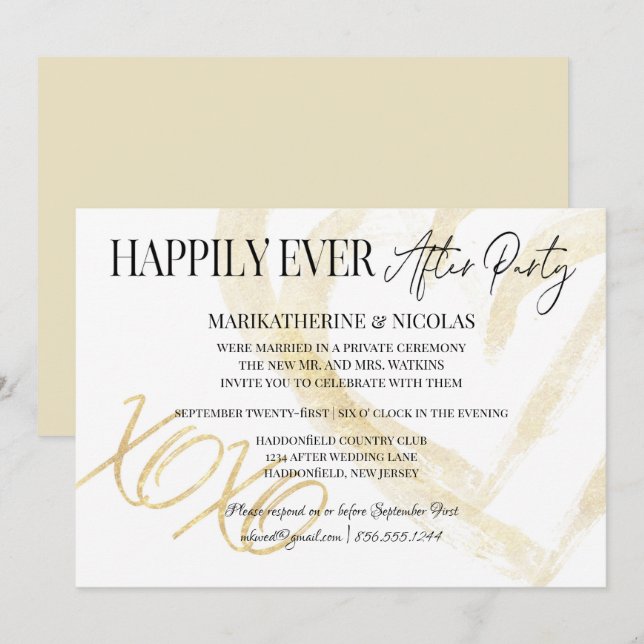 Invitation Heureusement Jamais Après Hugs & Baisers Mariage F (Devant / Derrière)