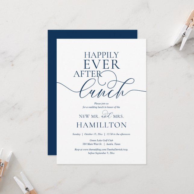 Invitation Heureusement Jamais après la fête du déjeuner mari (Devant/Arrière en situation)