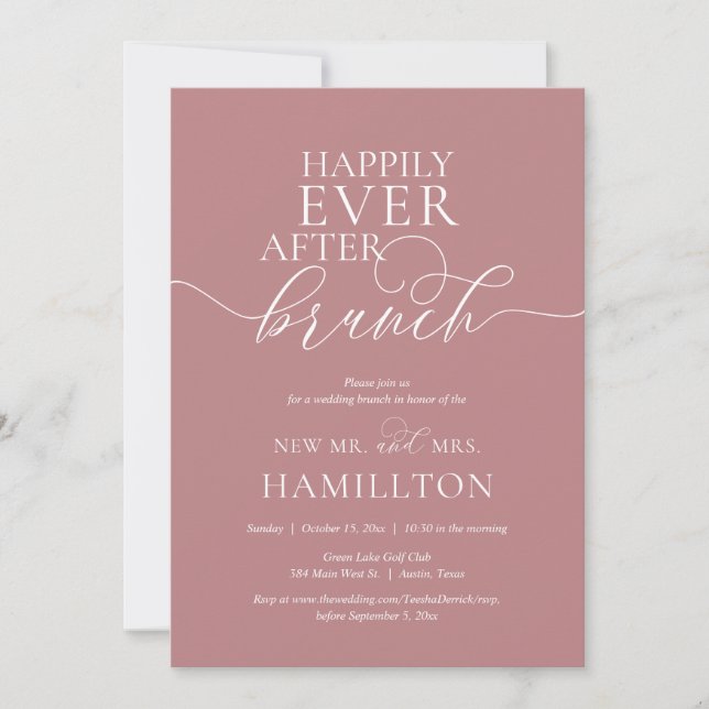 Invitation Heureusement Jamais après la mariage de poste Brun (Devant)