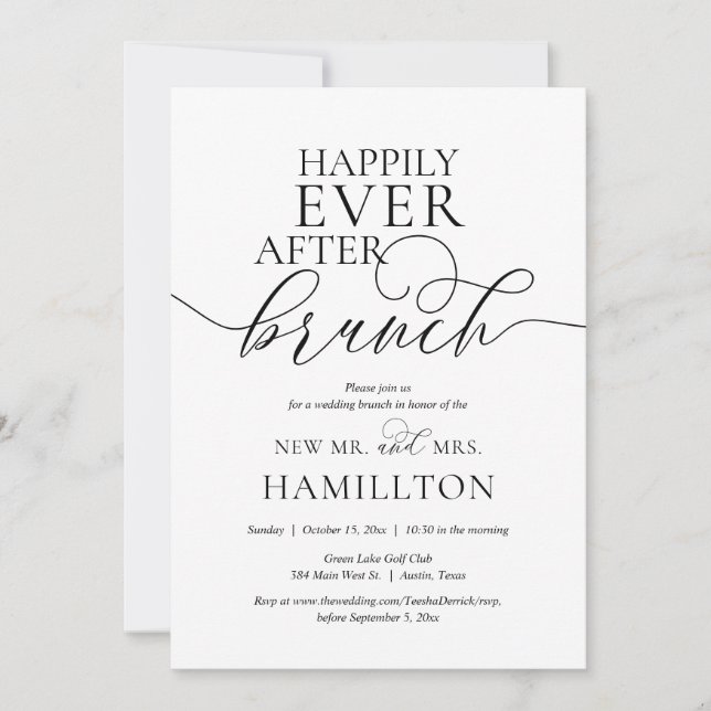 Invitation Heureusement Jamais après la mariage de poste Brun (Devant)