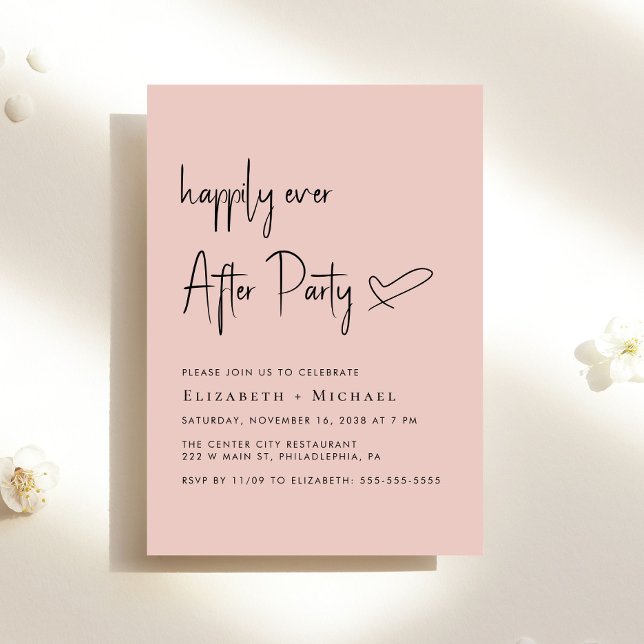 Invitation Heureusement Jamais Après La Réception De Mariage  (An chic Happily Ever After Party invitation for your wedding celebration)