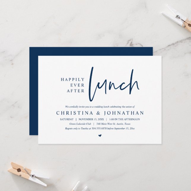 Invitation Heureusement Jamais Après Le Déjeuner Fête De Mari (Devant/Arrière en situation)